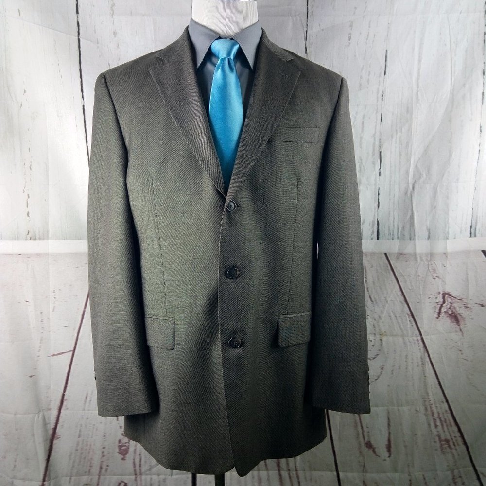 Stafford 42L Wool 3 Button Brown Birdseye Suit Blazer Jacket